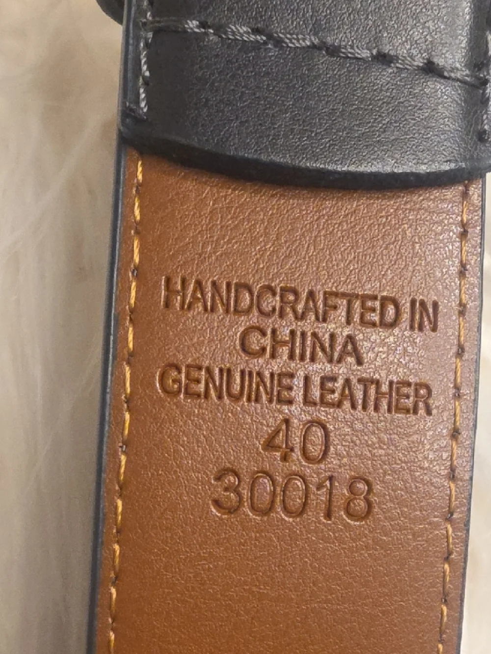 English Laundry Black Leather Belt with Brown Interior and Silver Buckle Size 40